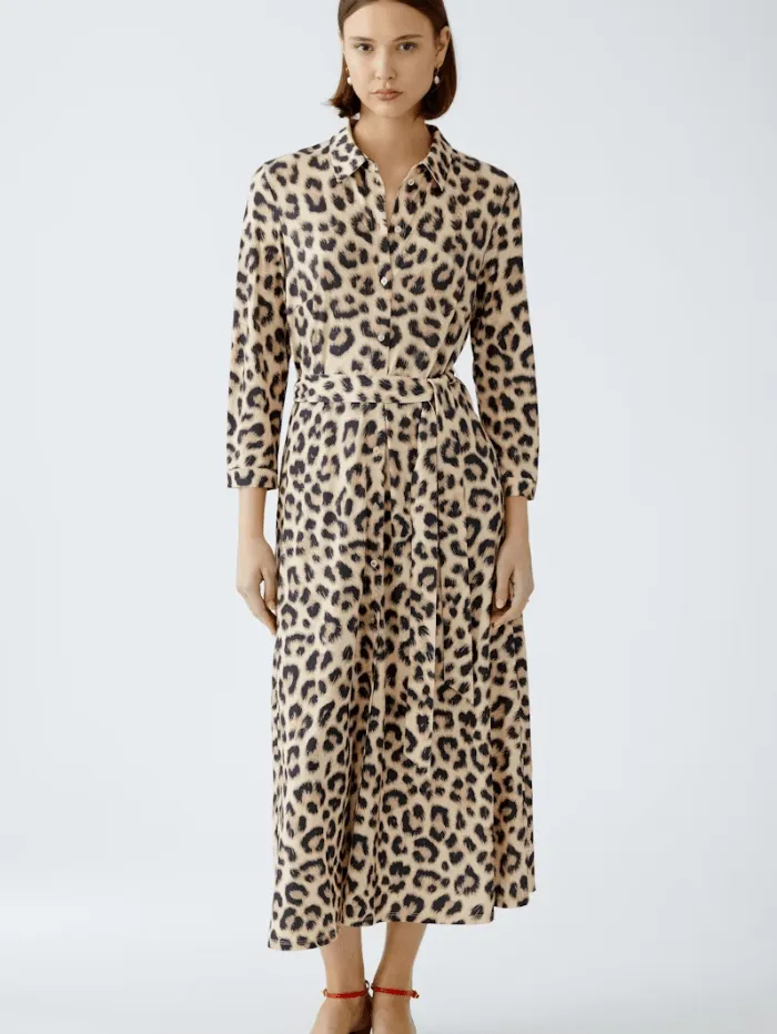 Oui Women's Leopard Print Shirt Dress 92524 Col 0749