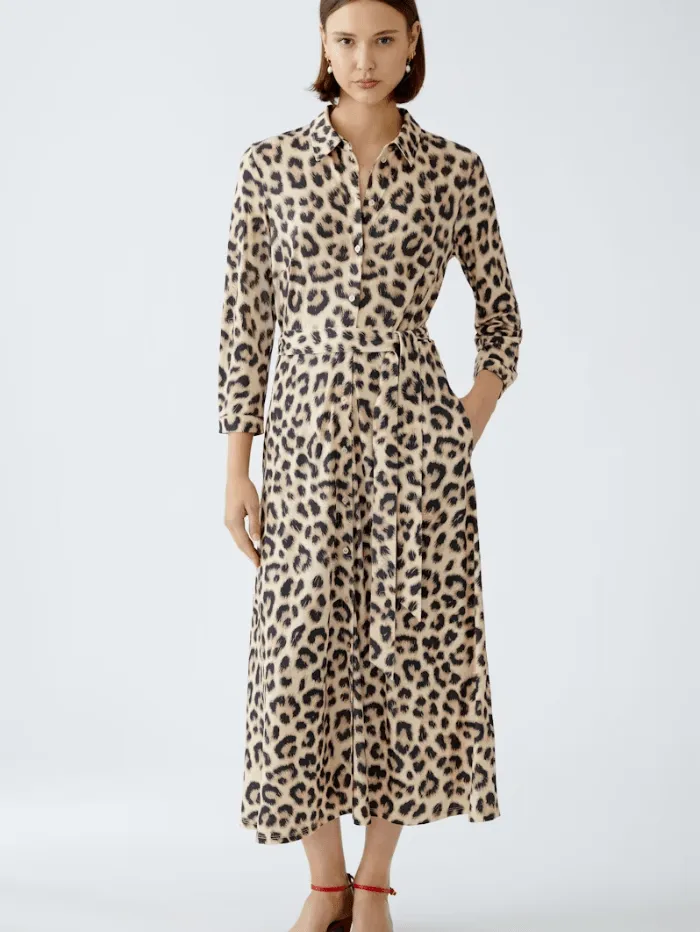 Oui Women's Leopard Print Shirt Dress 92524 Col 0749