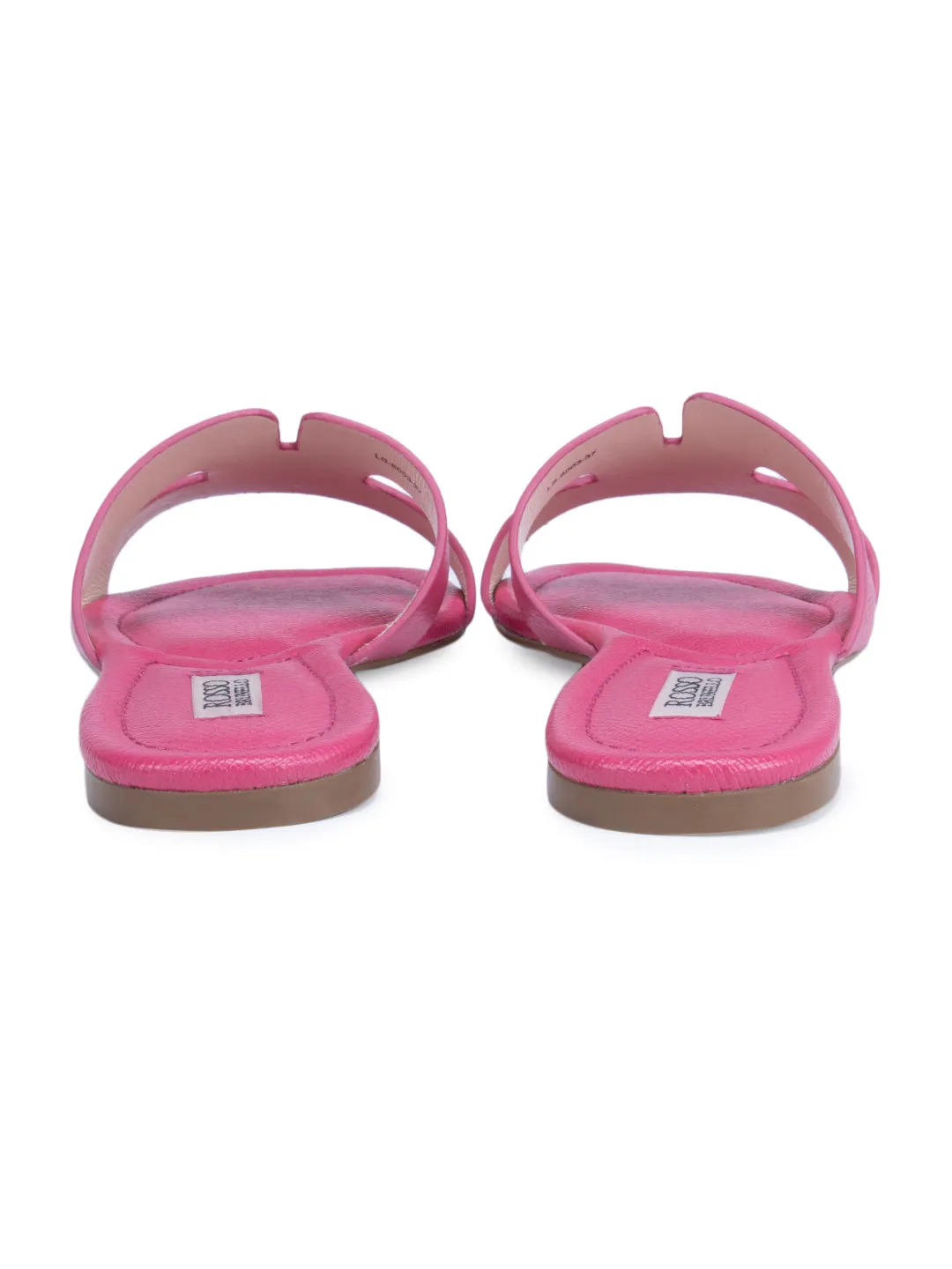 Pink Foux Leather Sliders