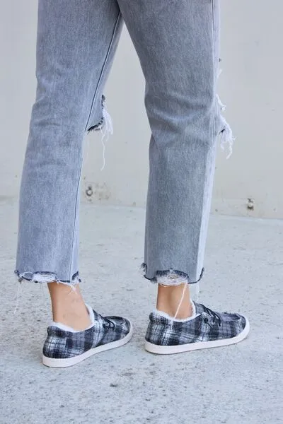 Plaid Plush Sneakers