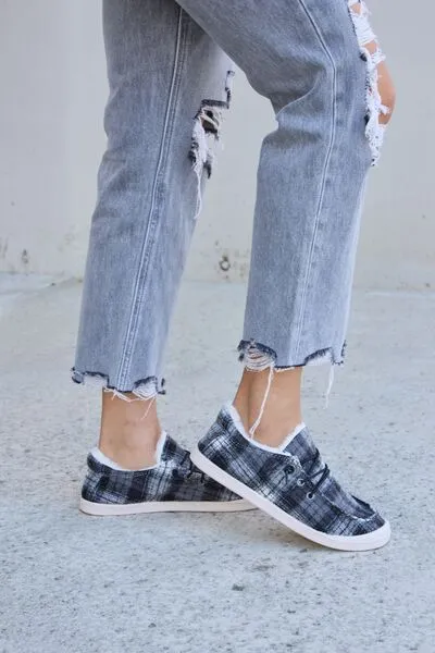 Plaid Plush Sneakers
