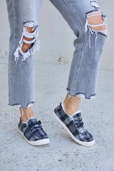 Plaid Plush Sneakers