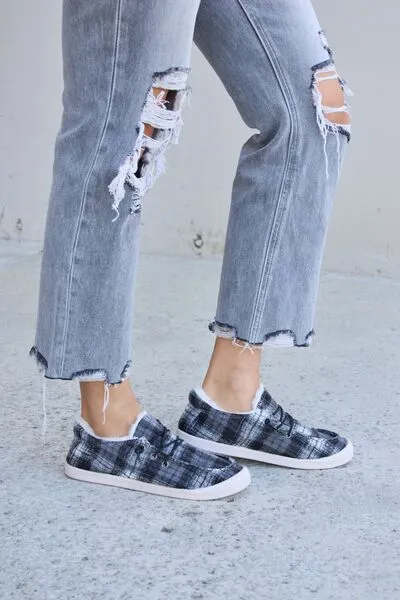 Plaid Plush Sneakers