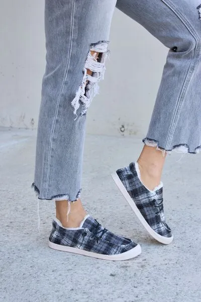 Plaid Plush Sneakers