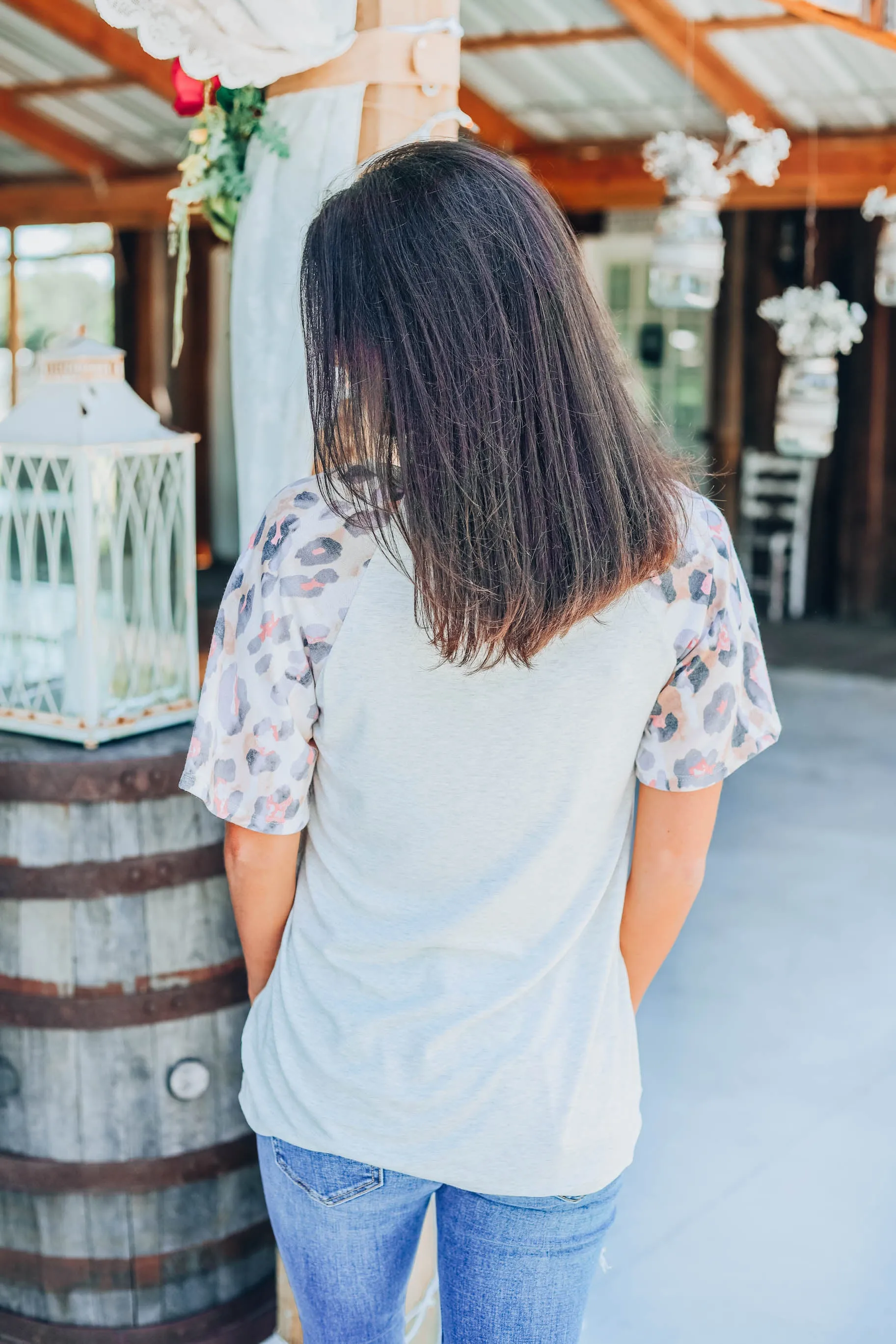 Playful Peach Leopard Print Top