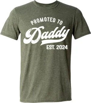 Promoted to Daddy 2024 T-Shirt Funny Humor New Dad Baby First Time