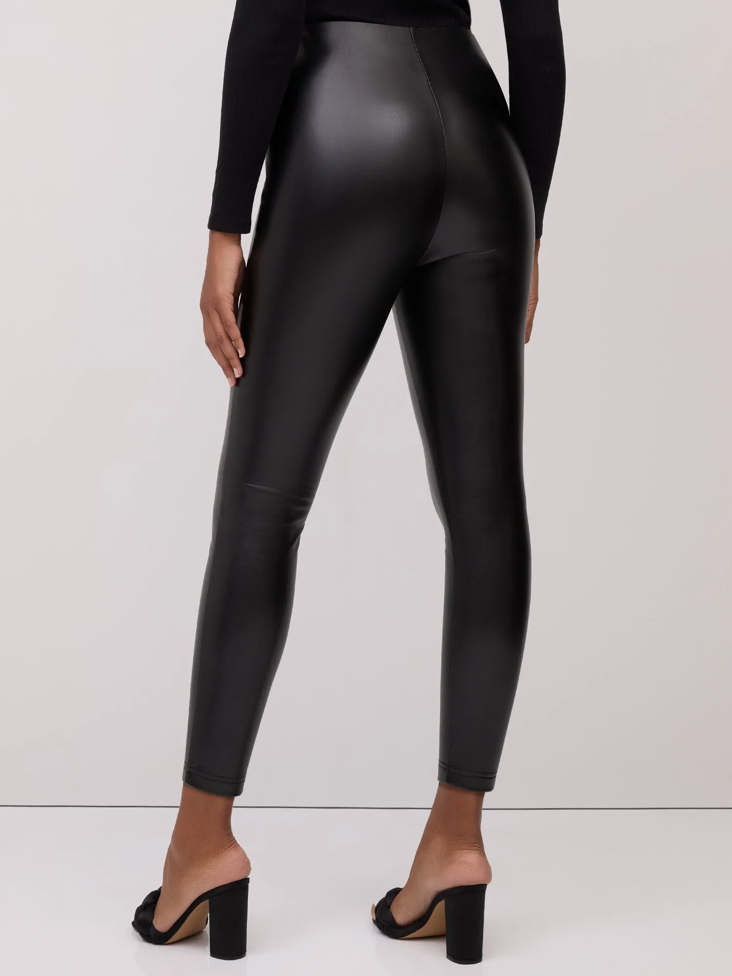 Pull-On Faux-Leather Pintuck Legging