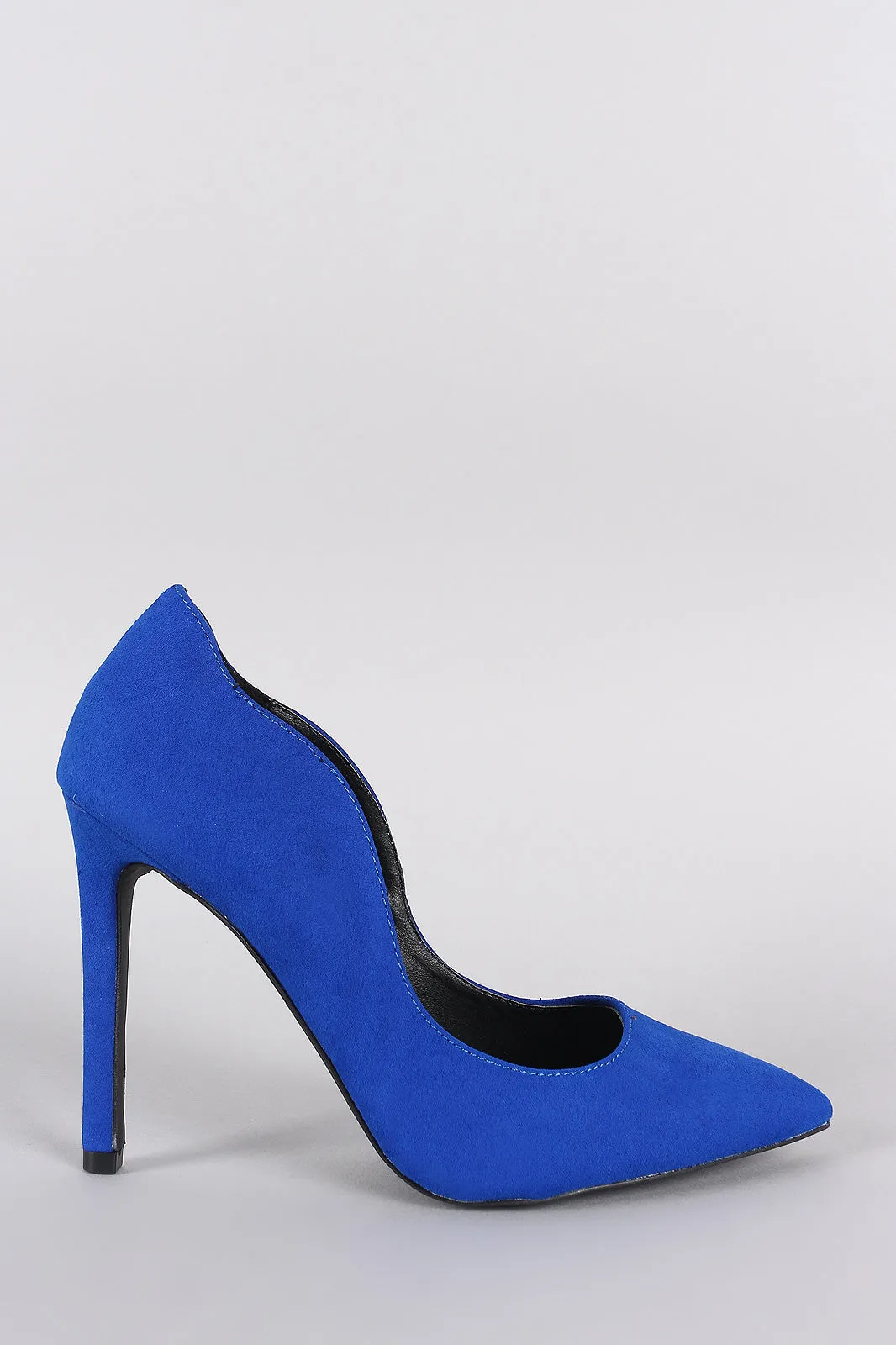 Qupid Suede Wavy Edge Stiletto Pump