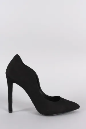 Qupid Suede Wavy Edge Stiletto Pump
