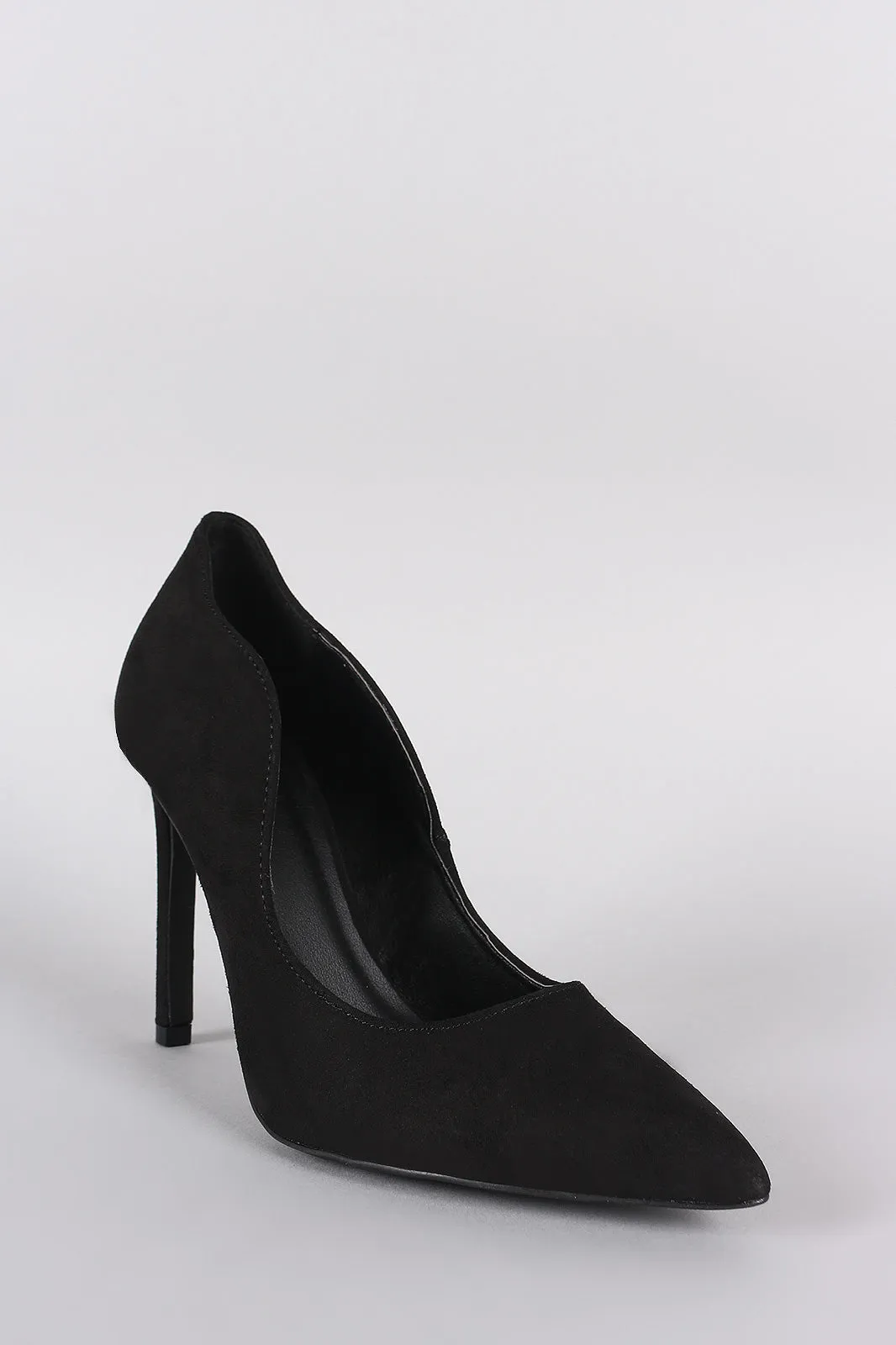 Qupid Suede Wavy Edge Stiletto Pump