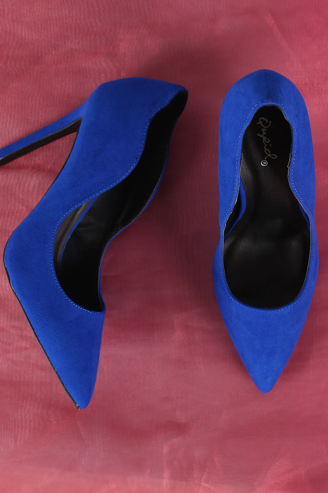 Qupid Suede Wavy Edge Stiletto Pump