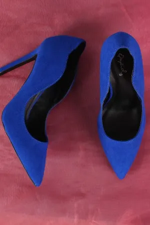 Qupid Suede Wavy Edge Stiletto Pump