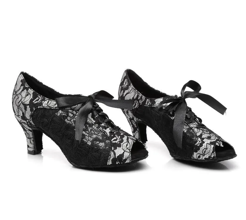 Red/Black Lace Ballroom Dance Shoes Womens Shoes