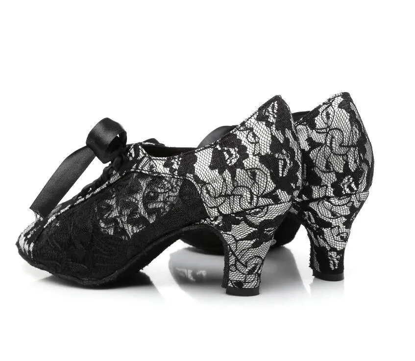 Red/Black Lace Ballroom Dance Shoes Womens Shoes