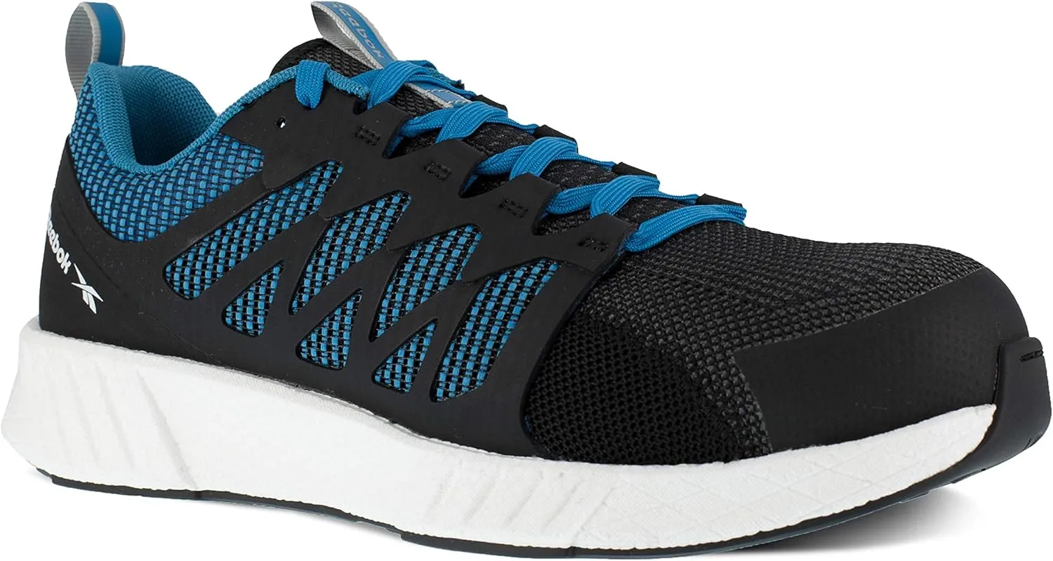 Reebok Work Men's RB4314 Fusion Flexweave Safety Composite Toe Athletic Work Shoe Black and Blue, 12 Wide