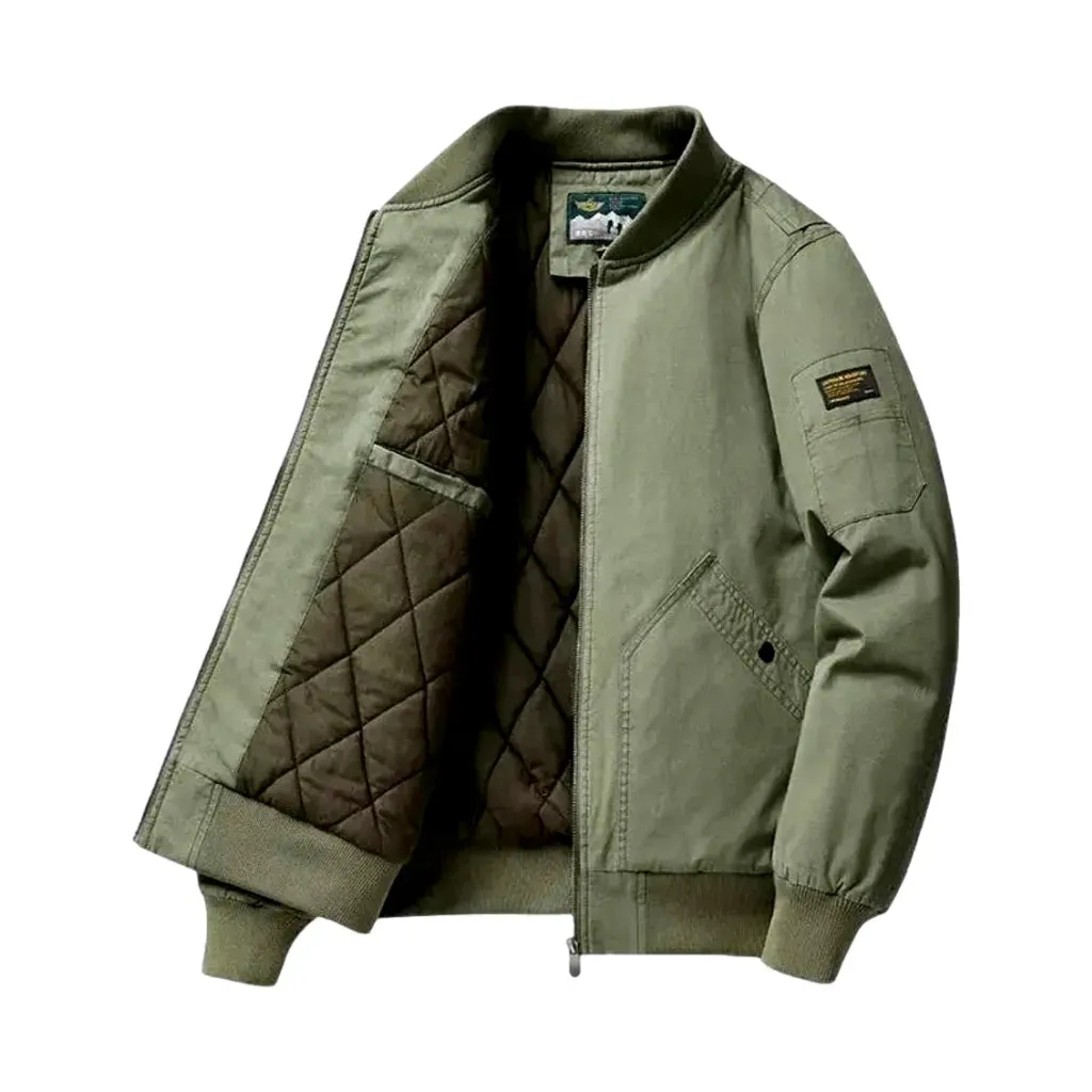 Regular fit medium length men's jean bomber jacket