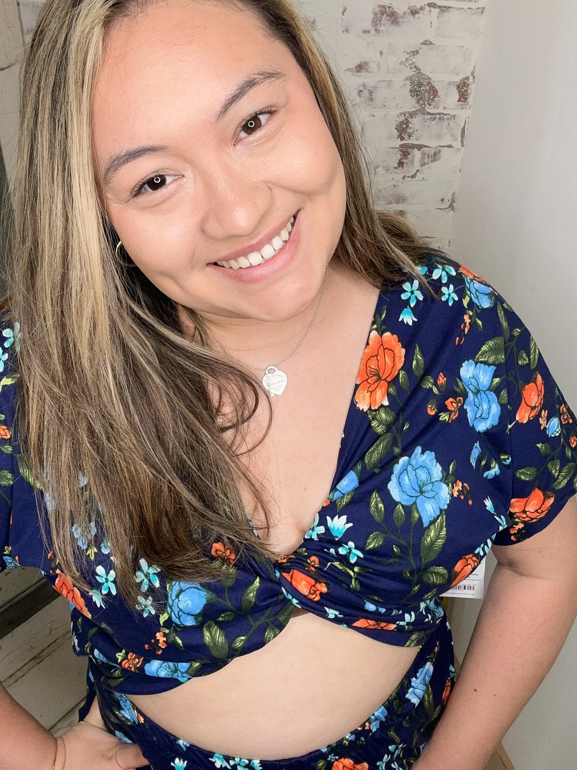 Reversible Twist Top Jumpsuit in Navy Floral
