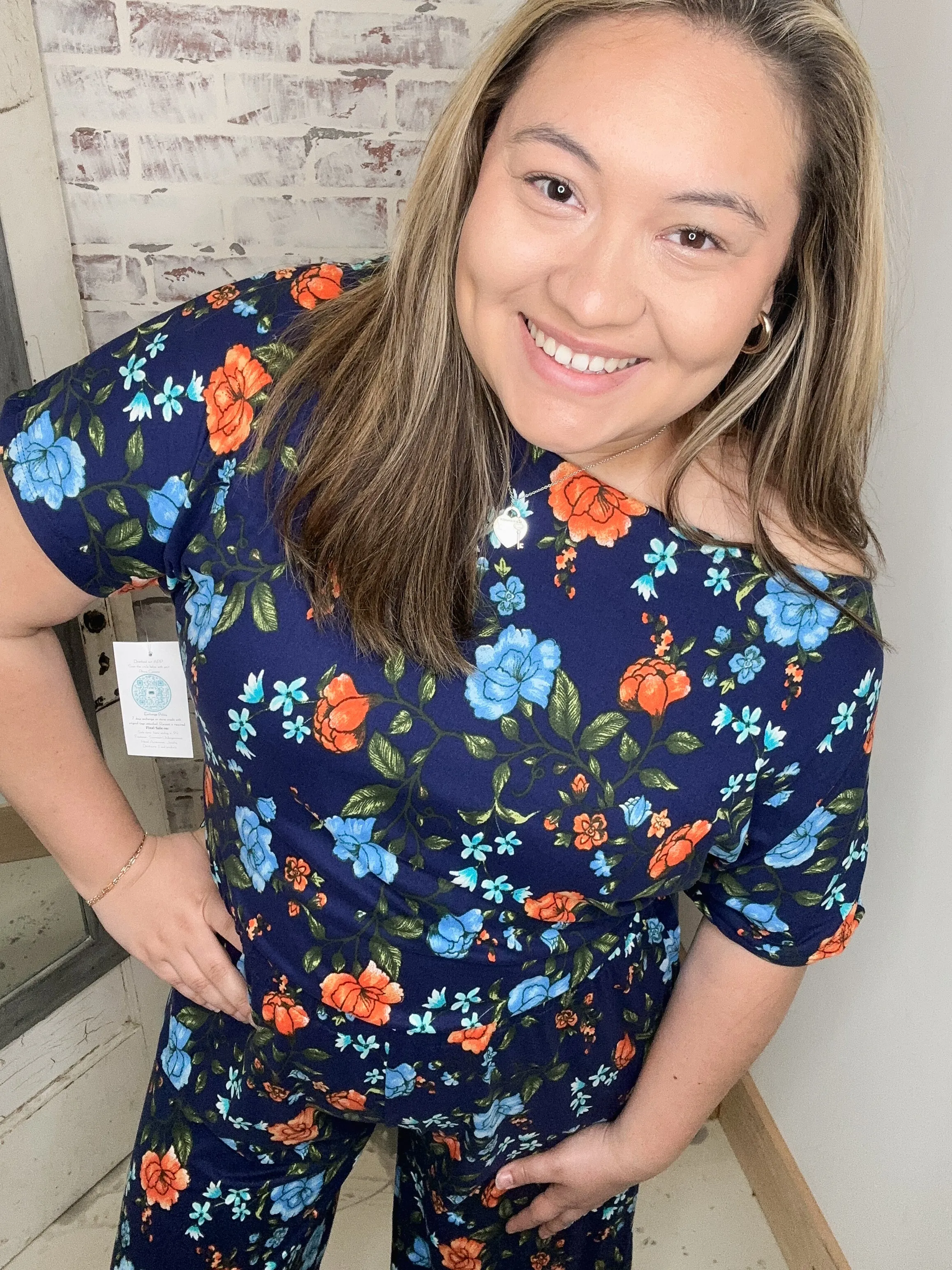 Reversible Twist Top Jumpsuit in Navy Floral