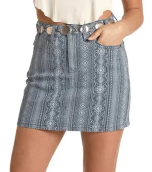ROCK & ROLL ARIZONA AZTEC LIGHT WASH DENIM SKIRT