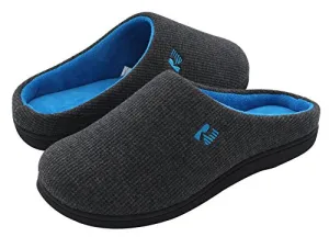 RockDove Men's Two-Tone Memory Foam House Slippers Waffle Texture Warm Indoor Slip On Clogs for Home & Lounging (13-14 D(M) US, Dark Gray)