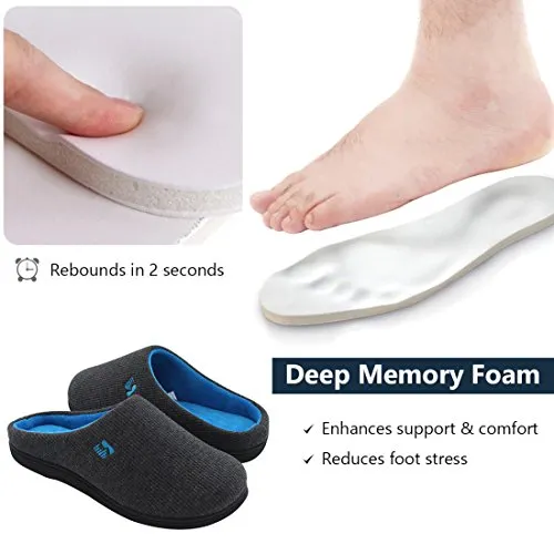 RockDove Men's Two-Tone Memory Foam House Slippers Waffle Texture Warm Indoor Slip On Clogs for Home & Lounging (13-14 D(M) US, Dark Gray)