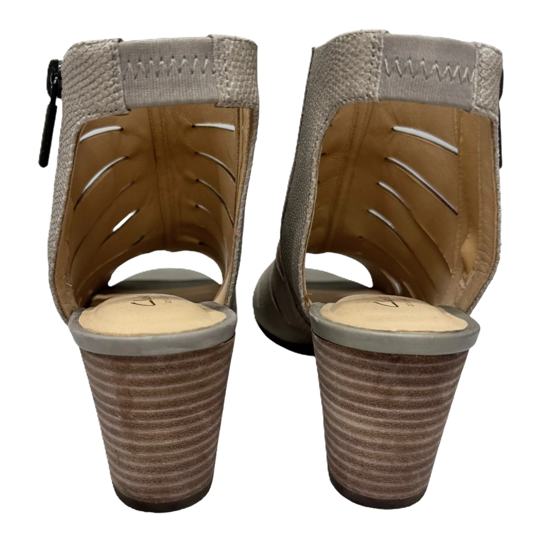 Sandals Heels Block By Clarks In Tan, Size: 8.5