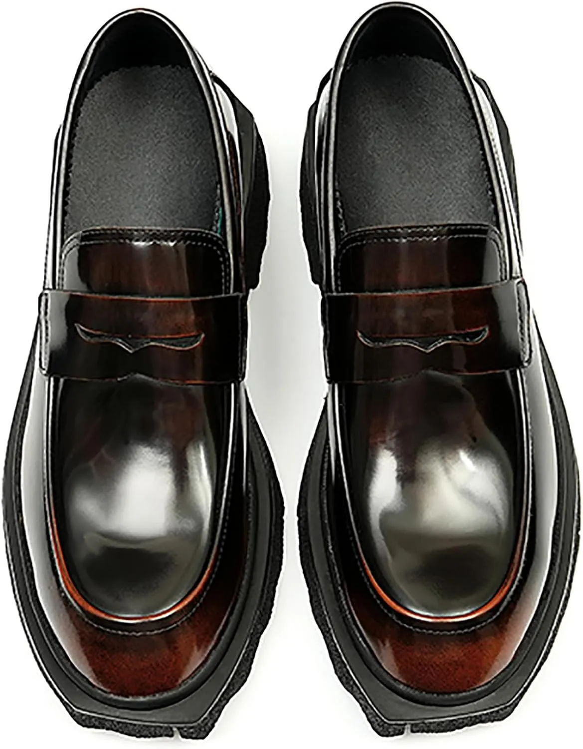 Santimon Mens Loafers Slip On Formal Dress Patent Leathe Penny Loafers Fashion Prom Wedding Business Casual Mocasines Thick Sole Walking Shoes for Men