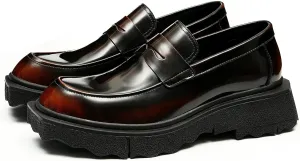 Santimon Mens Loafers Slip On Formal Dress Patent Leathe Penny Loafers Fashion Prom Wedding Business Casual Mocasines Thick Sole Walking Shoes for Men