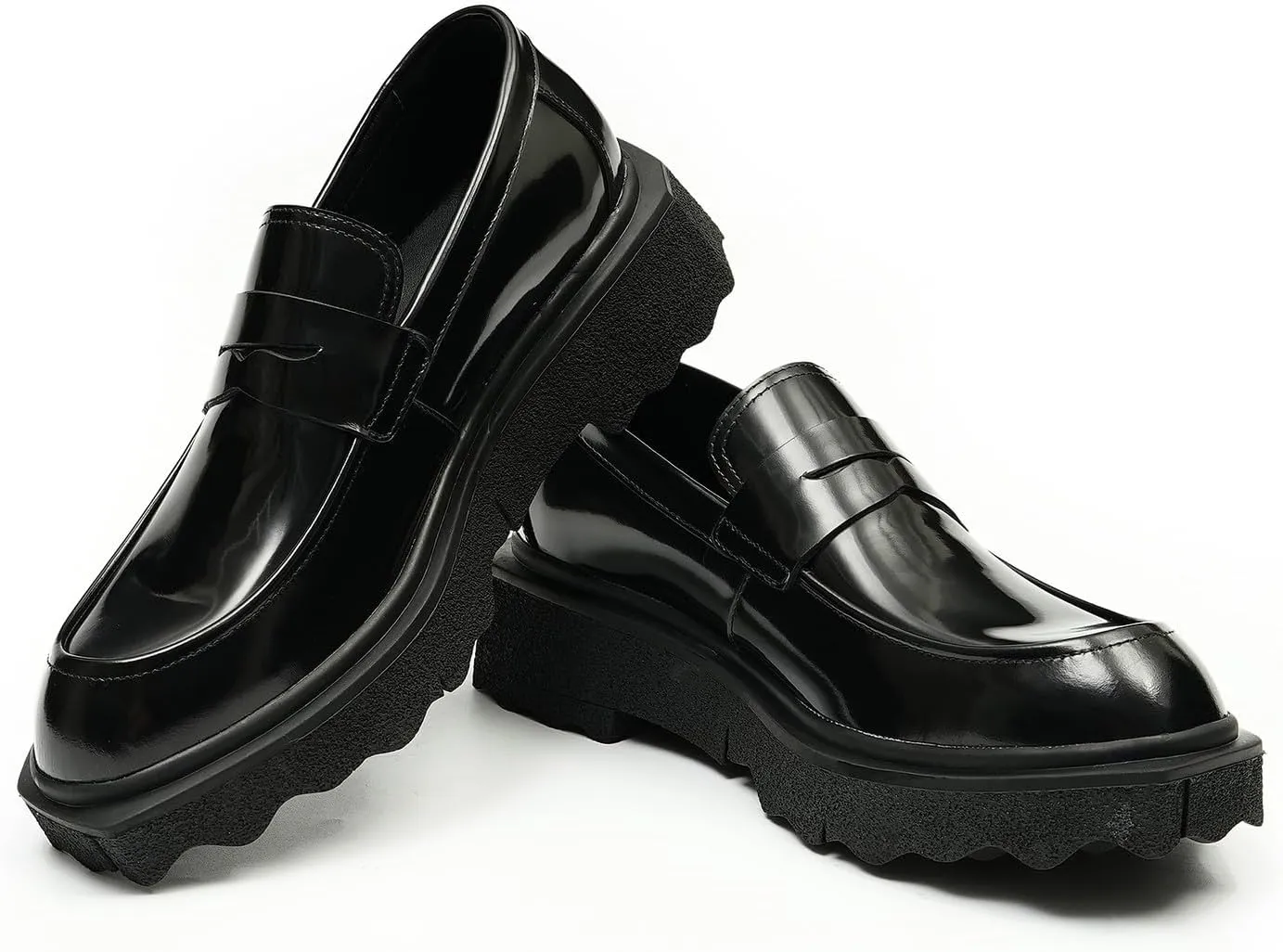 Santimon Mens Loafers Slip On Formal Dress Patent Leathe Penny Loafers Fashion Prom Wedding Business Casual Mocasines Thick Sole Walking Shoes for Men