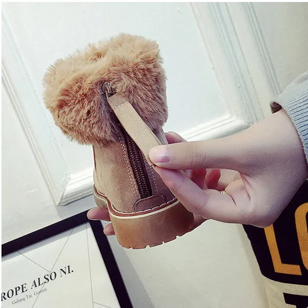 Scrub Faux Fur Warm Velvet Flat Ankle Snow Boots