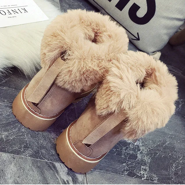 Scrub Faux Fur Warm Velvet Flat Ankle Snow Boots