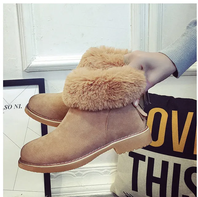 Scrub Faux Fur Warm Velvet Flat Ankle Snow Boots