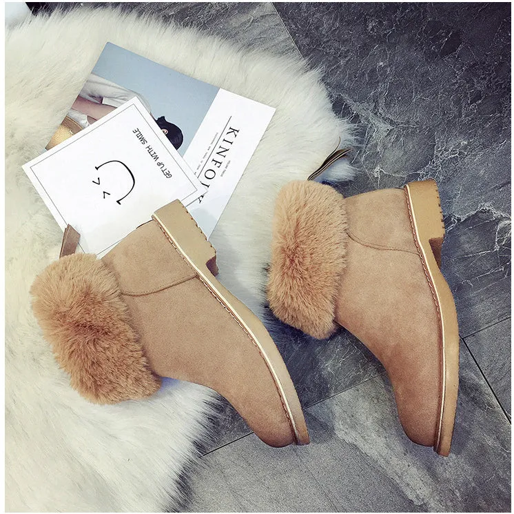 Scrub Faux Fur Warm Velvet Flat Ankle Snow Boots