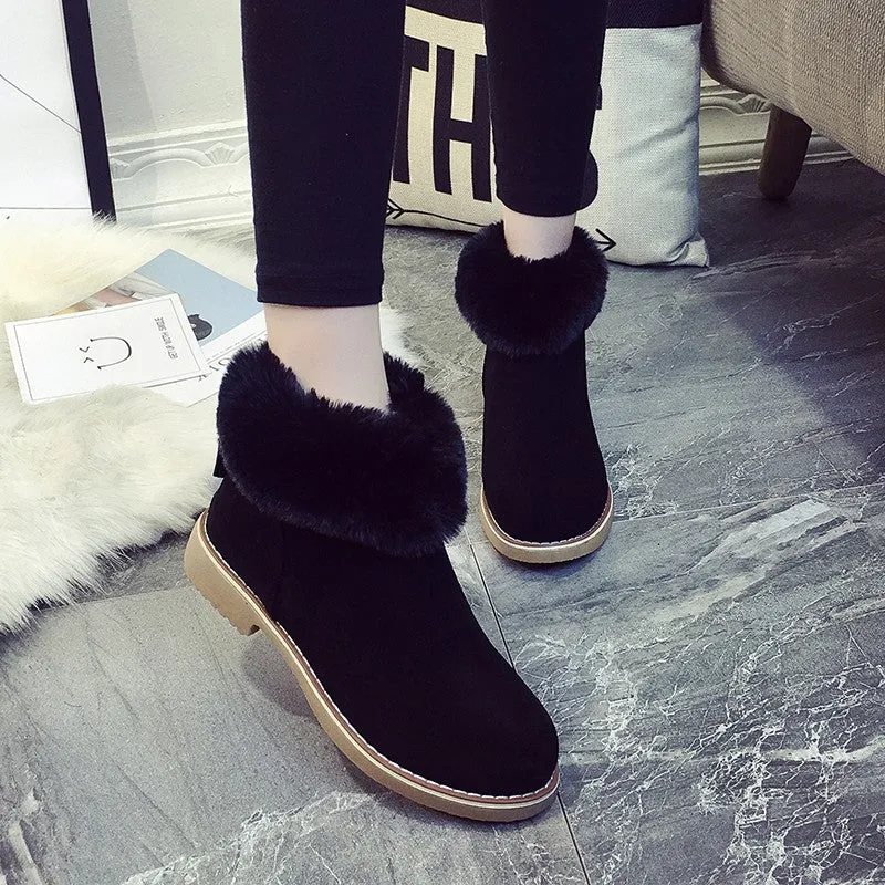 Scrub Faux Fur Warm Velvet Flat Ankle Snow Boots