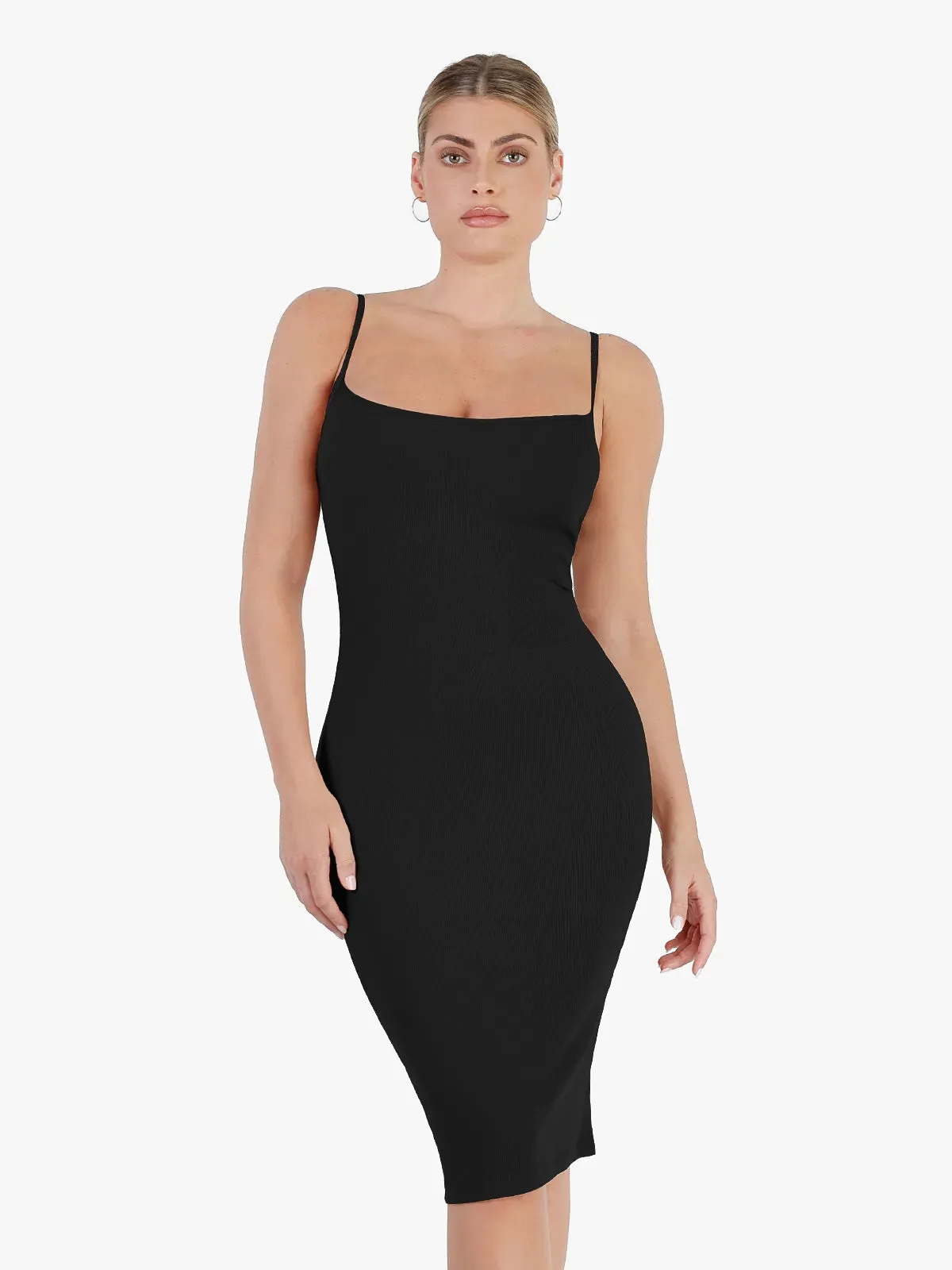 Shapewear Solid Modal Slimming Midi Slip Dress