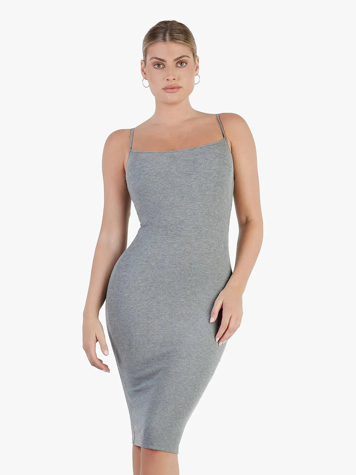 Shapewear Solid Modal Slimming Midi Slip Dress