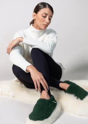 Sheep by the Sea Slippers | Dark Green
