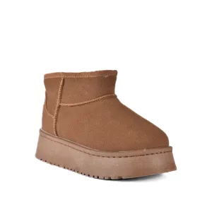 Simple Fur Platform Ankle Boots