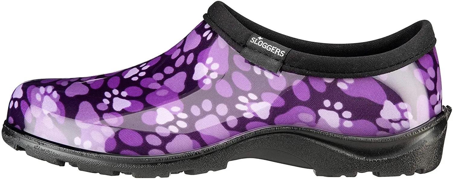 Sloggers Women's Waterproof Rain and Garden Shoe with Comfort Insole, Purple Paw Print, Size 7, Style 5114QP07