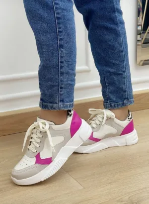 Soft Elegance Luxurious Pink and White Sneakers for Women