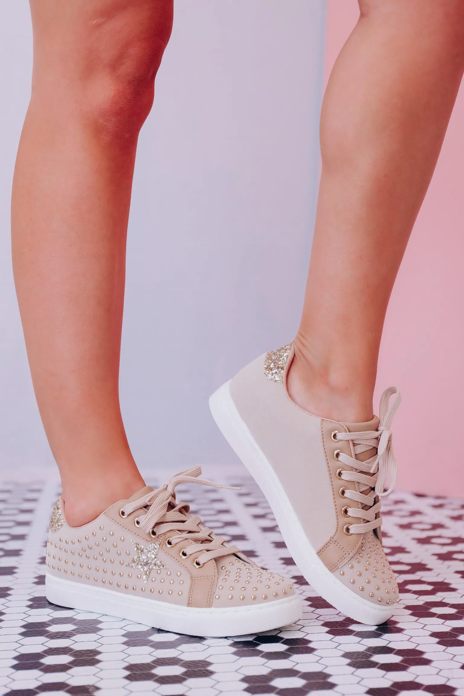 Star Studded Sneaker - Beige