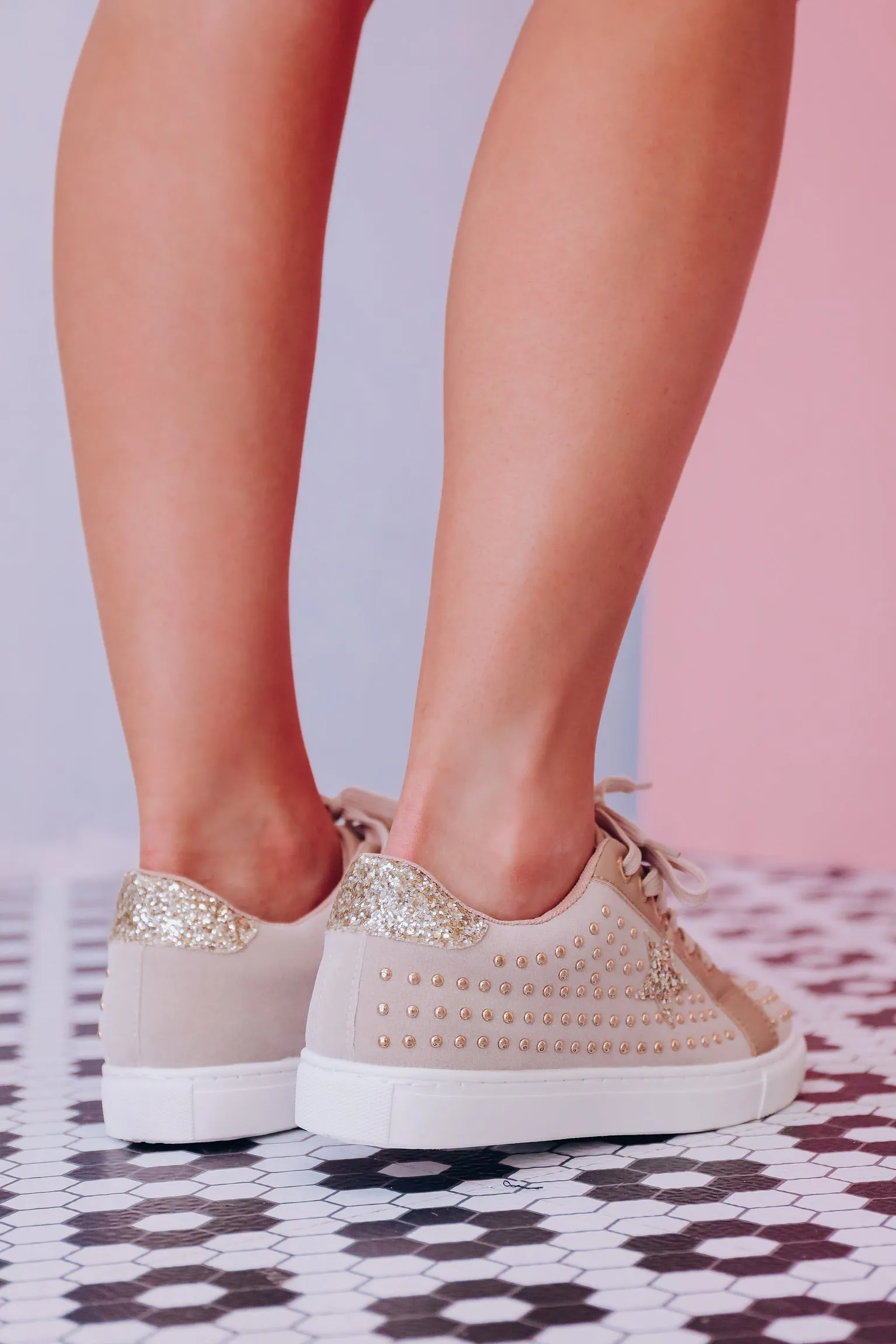 Star Studded Sneaker - Beige