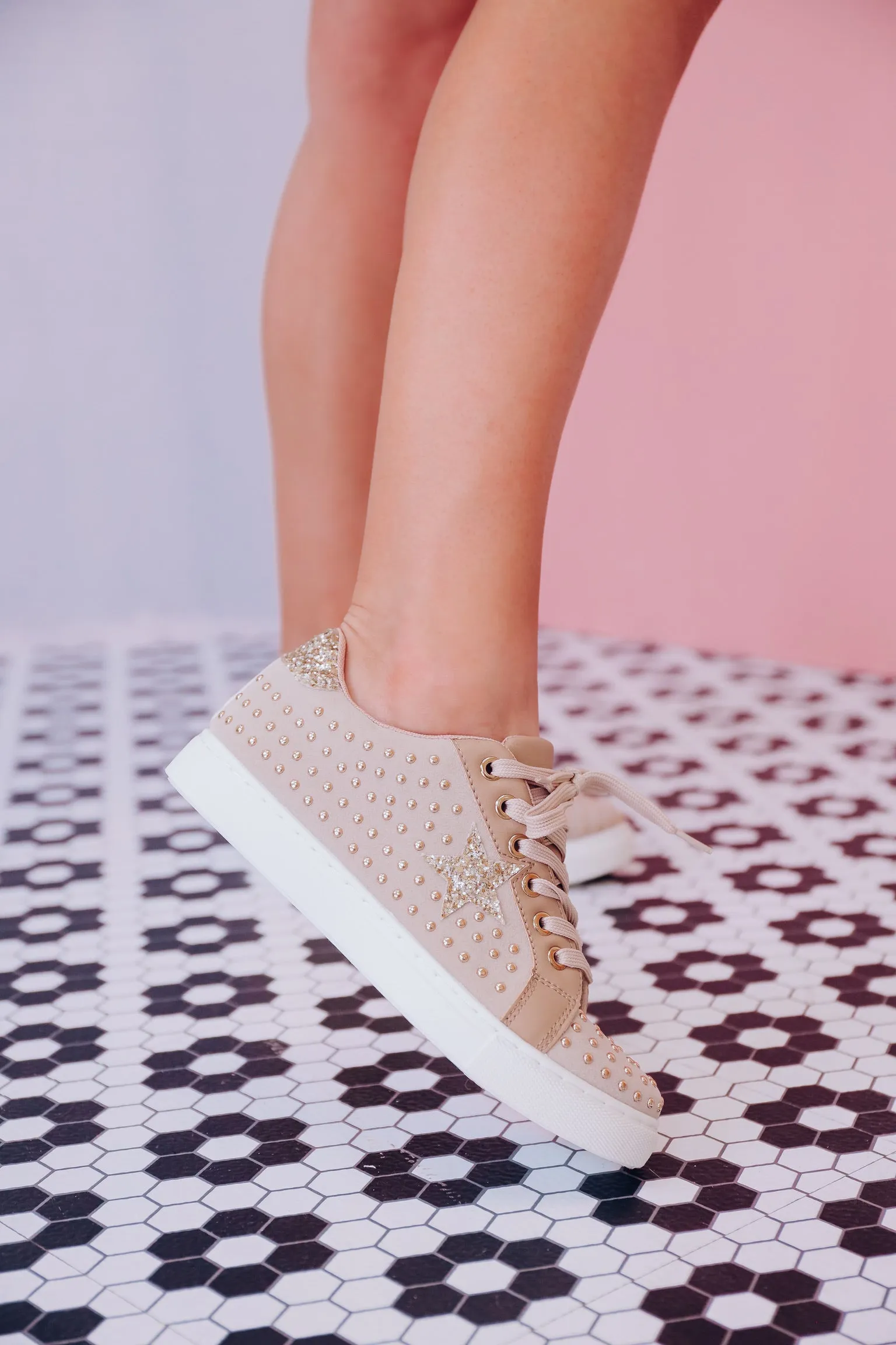 Star Studded Sneaker - Beige