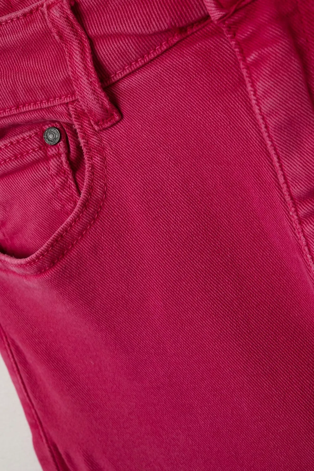 Straight Leg Pants With Cropped Hem In Magenta