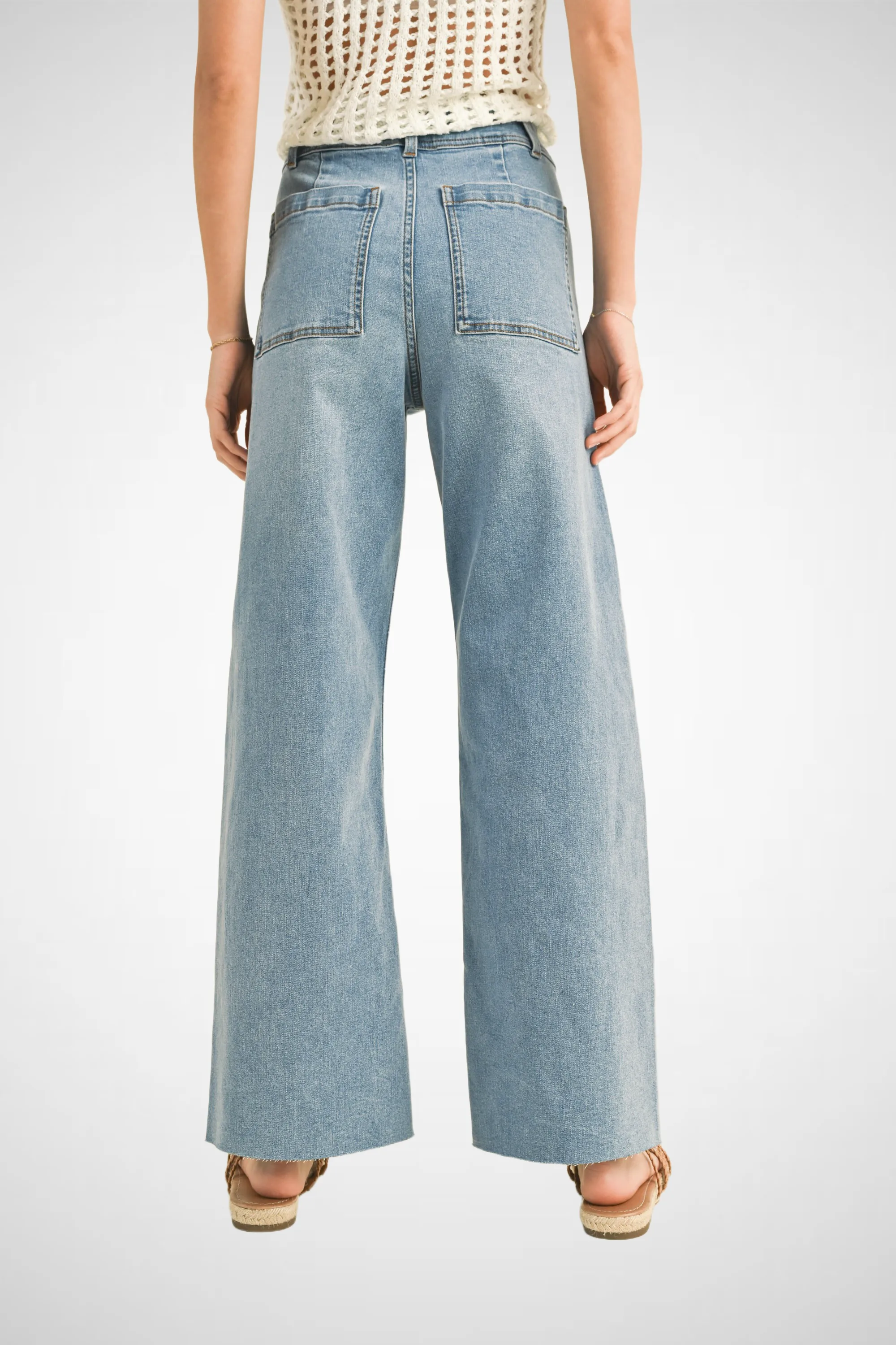 Straight Wide Leg Denim Pants