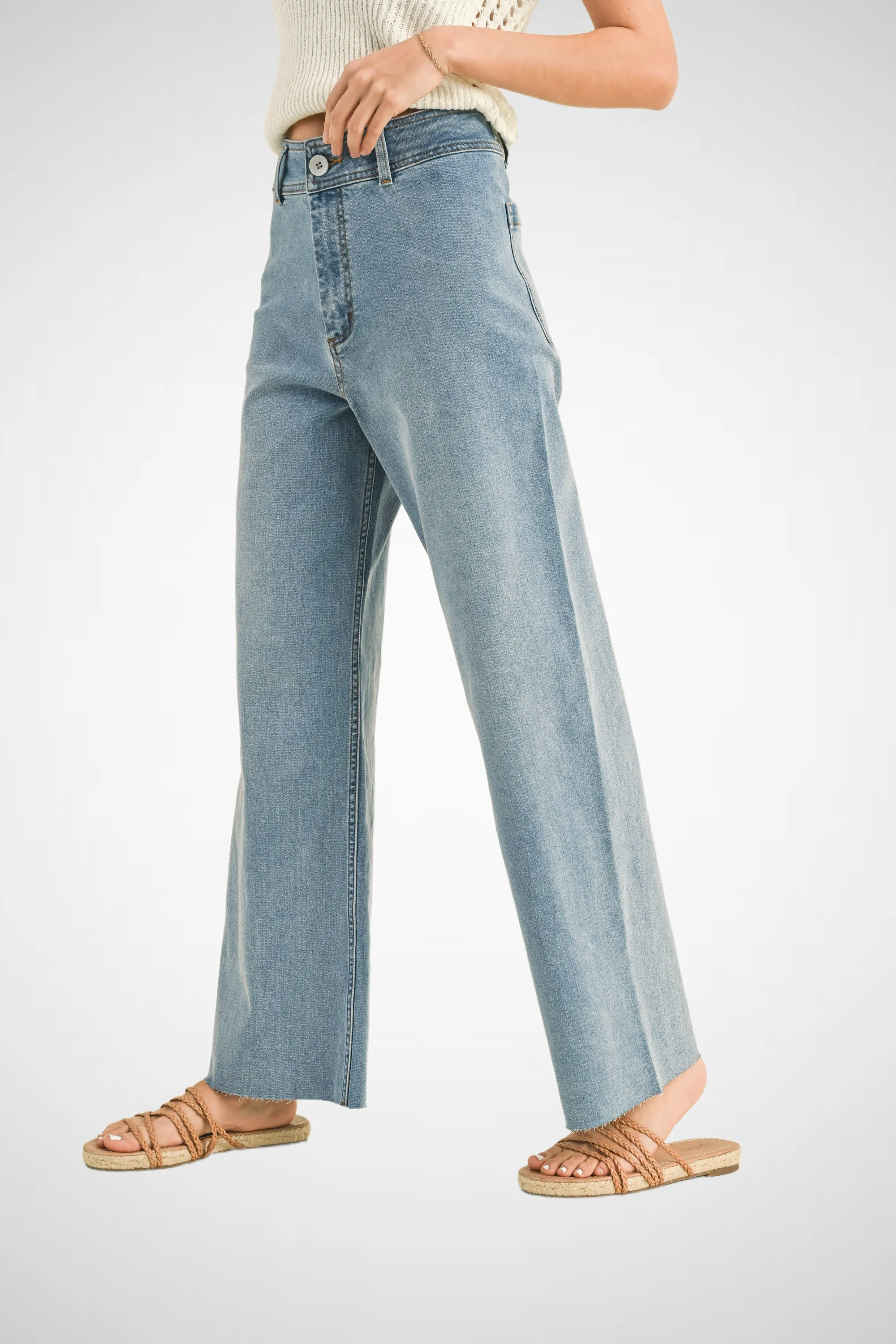 Straight Wide Leg Denim Pants