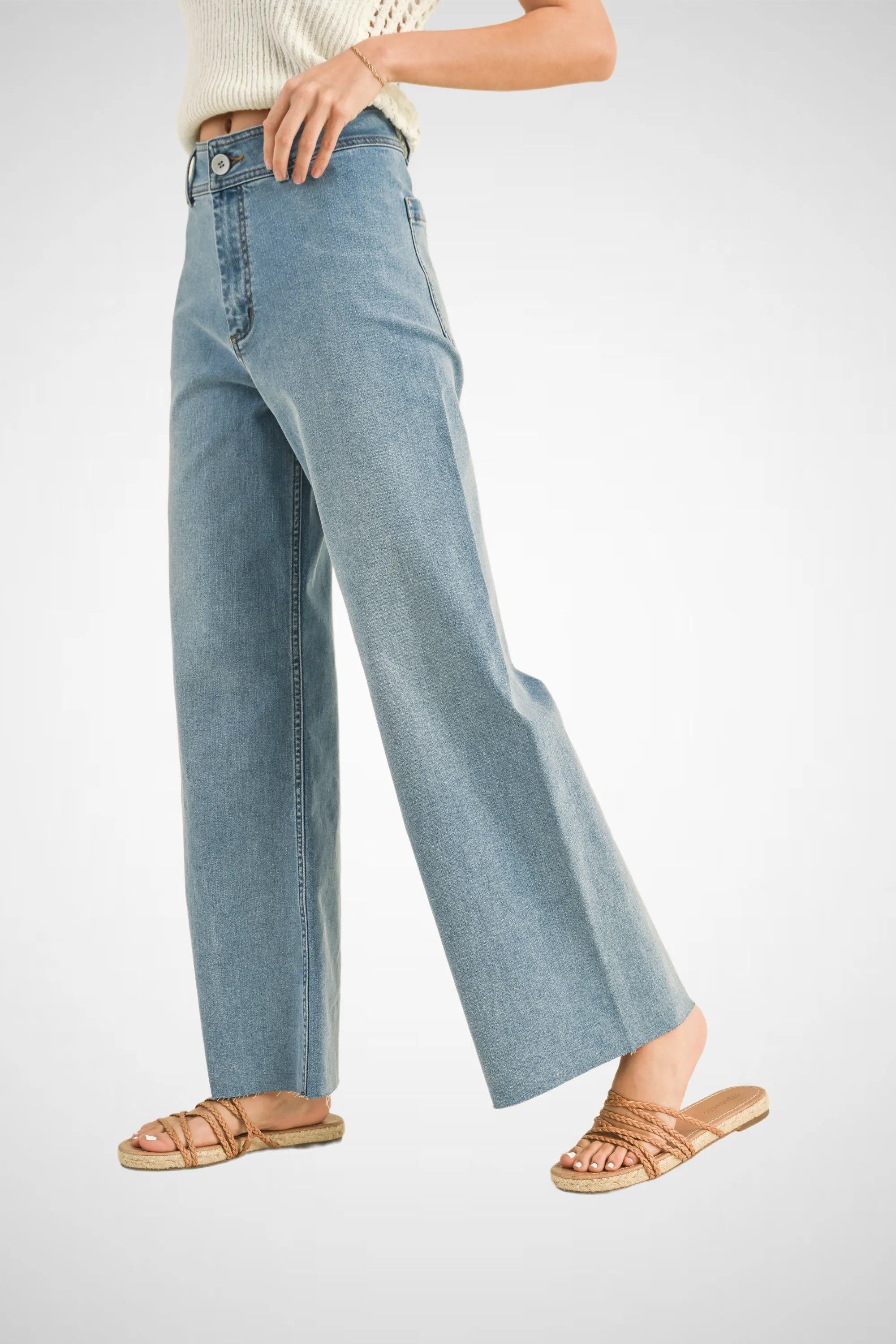 Straight Wide Leg Denim Pants
