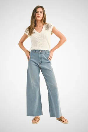 Straight Wide Leg Denim Pants