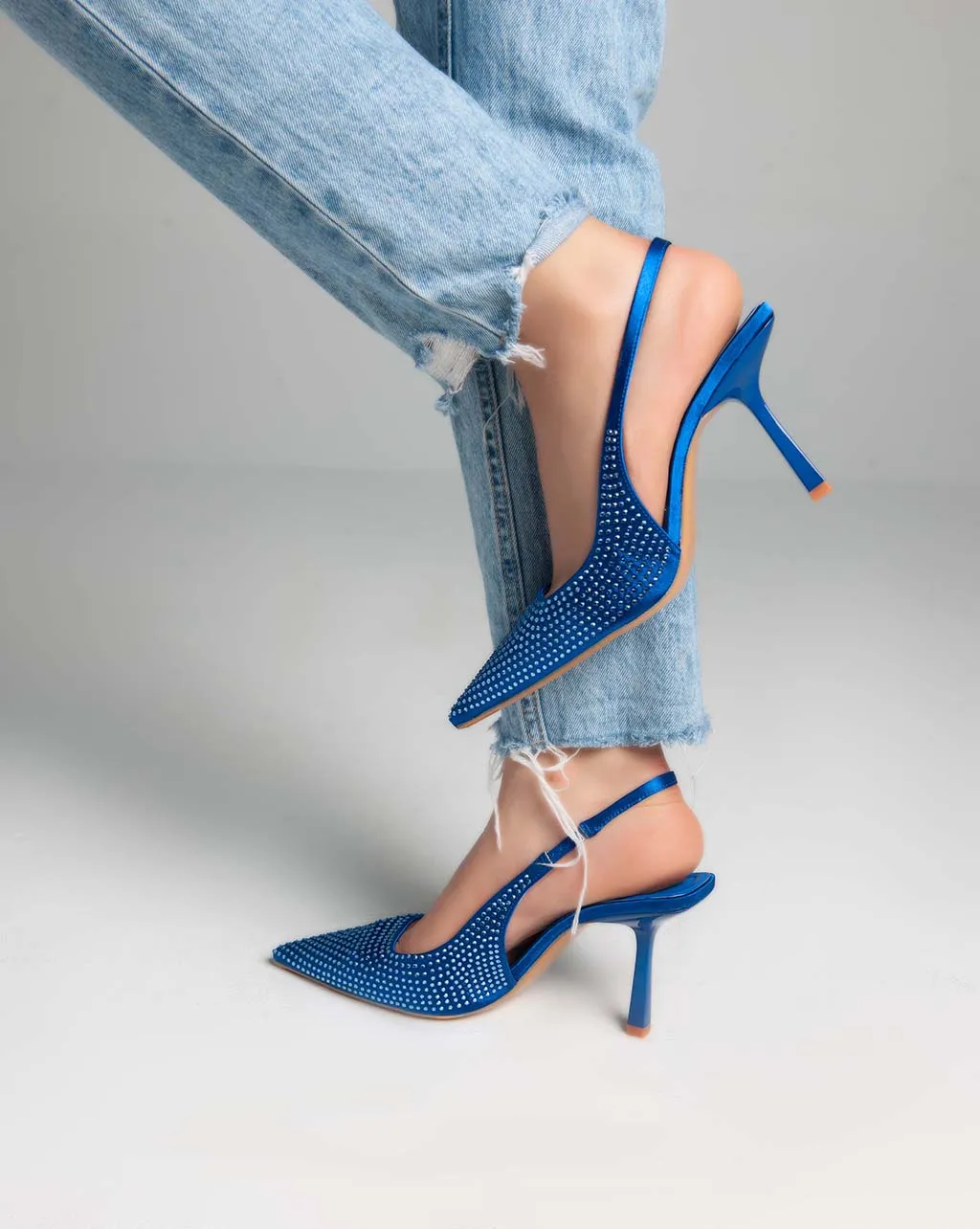 Strass Sling Back Pumps - Heels - Blue