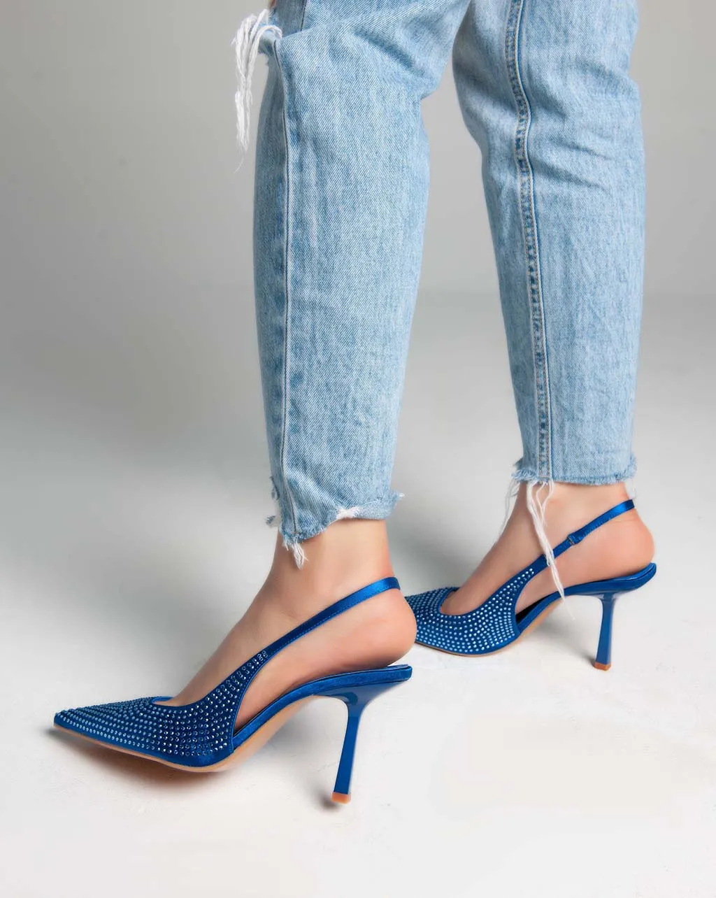 Strass Sling Back Pumps - Heels - Blue